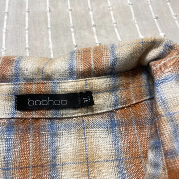 Blue- Orange & Tan Plaid Shirt - Picture 5 of 6